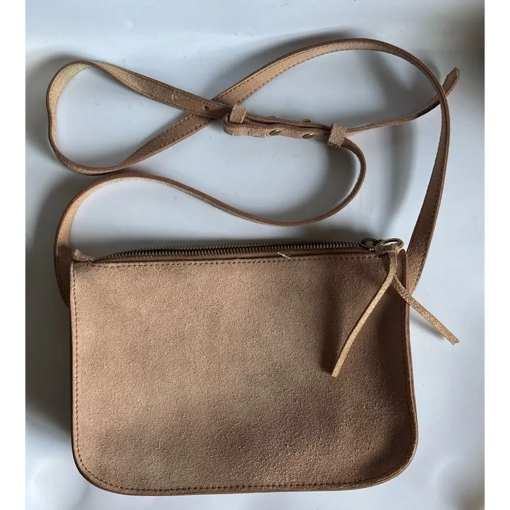 Madewell The Simple Suede Crossbody Bag in Blush ~ Excellent
